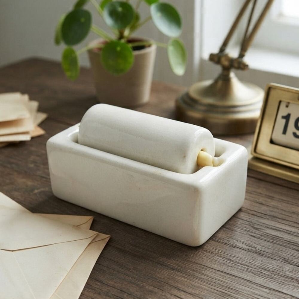 Vintage W.T. Rogers Porcelain Stamp Moistener Roller #04258 Taiwan Retro